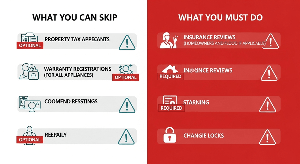 Visual comparison of critical tasks versus optional tasks for new homeowners
