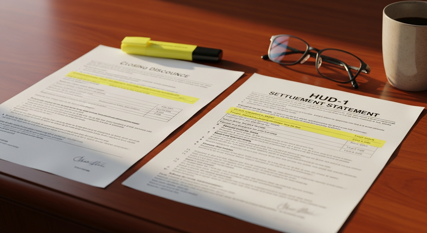 Indiana home buyers reviewing Closing Disclosure documents at real estate closing table